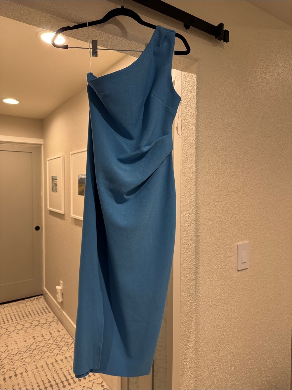 Petal & Pup One-Shoulder Draped Dress in Teal